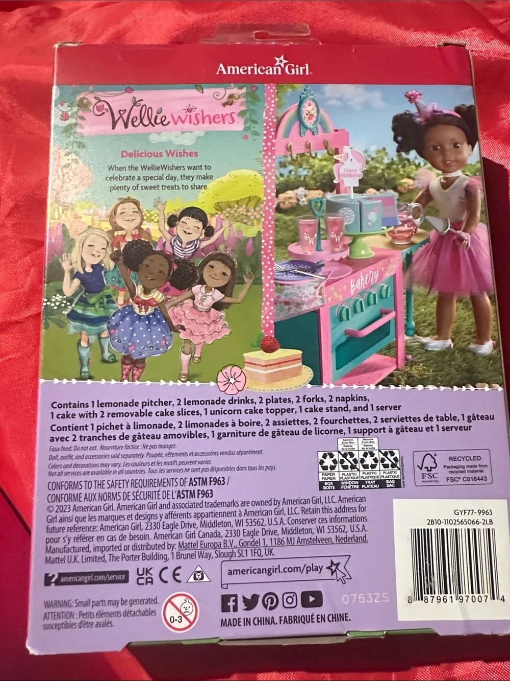 NEW American Girl Wellie Wishers Unicorn Birthday Treat Set - Aqua & Green
